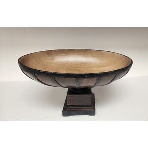 1950-Style Textured Wooden 14” Centrepiece Bowl Handcrafted